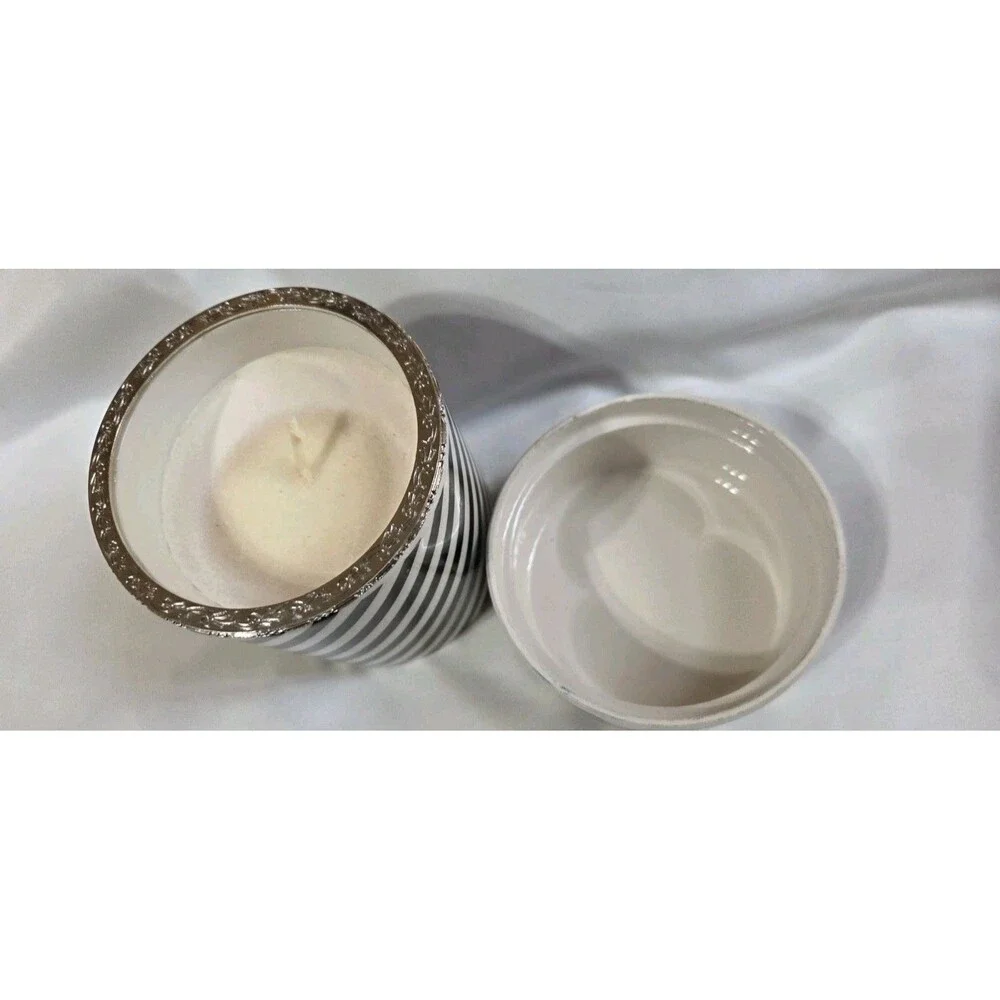 Vintage Bloomingdales Unscented Candle Checker Pattern Porcelain Canister Lid